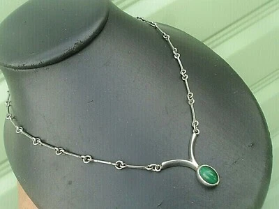 Messicano Argento Sterling & Malachite Ciondolo Collana Messico Taxco TS51 - Immagine 1 di 4