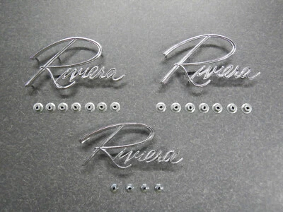 1966 1967 Buick Riviera Front Fender Scripts & Trunk Script Emblem 66 67 Riv NEW - Image 1 of 4