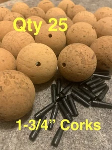 (25) Vtg 1.75” LARGE Fishing Corks w/Slip Pegs NOS Williamson’s Bear Cat 70’s - Picture 1 of 14