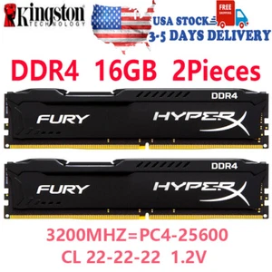 HyperX FURY DDR4 32GB (2x16GB) 3200MHz PC4-25600 Desktop RAM Memory DIMM 288PIN - Picture 1 of 11