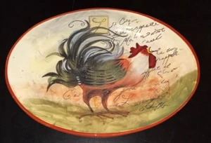 Le Rooster Dinner Plater 18x13" Certified International - Susan Winget - Picture 1 of 3