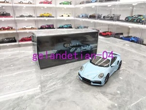 MINICHAMPS 1/18 Porsche 911 992 Turbo S Lega Metallo Modello Auto Regalo Blu - Foto 1 di 6