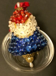 VTG Homemade Christmas Ornament R W & B Bell Sequins Push Pins Very Well Made - Picture 1 of 6