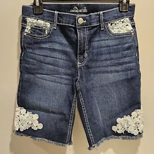 Jordache Jeans With Lace Embroidery Girls Size 16 Shorts - Picture 1 of 4