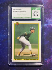 1990 Bowman #457 Rickey Henderson CSG 8.5 - exceptionally rated quality