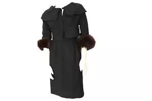 Vintage Young Modes by Claudia Young 2 Piece Black Coat Dress Set Suit Size XS - Picture 1 of 12