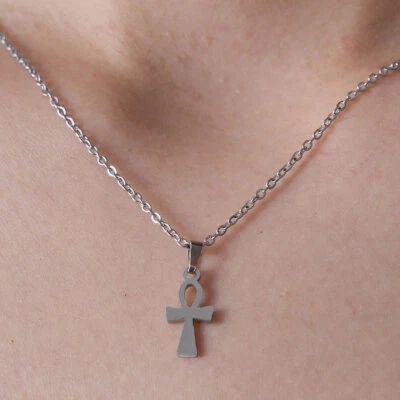 Collana Catenina Ciondolino CROCE ANKH PORTAFORTUNA Donna Ragazza - Immagine 1 di 3