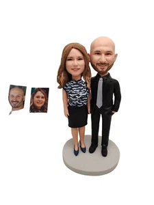 Custom bobblehead figurine couple, custom personalized bride and groom wedding - Picture 1 of 20