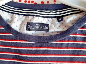 Ladies Cotton T Shirt/Top.  From The Spitalfields Shirt Co. Navy/Red/White.  M. - Picture 1 of 4