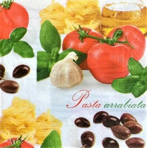 2 x Single Lunch Paper Napkins Decoupage Craft Table Kitchen Pasta Tomatoes 4xx - Picture 1 of 2