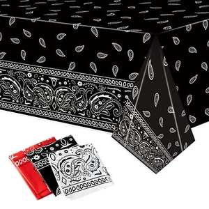 3 Pcs Plastic Bandana Party Tablecloths Cholo Gangsta Theme Western Party Decor - Picture 1 of 7
