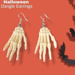 Skeleton hands 3" dangle earrings Halloween phalanges - Picture 1 of 2