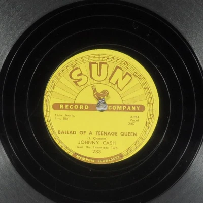 78 RPM Johnny Cash, Sun 283 Ballad of Teenage Queen, V-/V+ Rockabilly - Country Foto 1 de 3