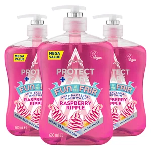 3 x ASTONISH PROTECT+ CARE  ANTIBACTERIAL HANDWASH RASPBERRY RIPPLE 600ML - Picture 1 of 1