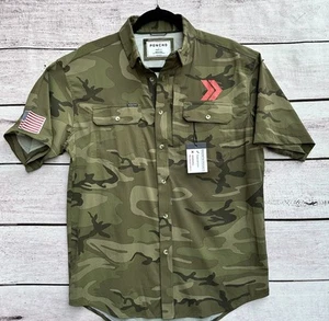 Poncho Camisa Para Hombre Pequeña Camuflada Pesca Calce Regular Elastizada Bandera Americana Nueva - Imagen 1 de 10