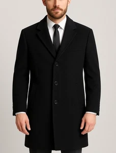 Lauren Ralph Lauren Wool Blend Overcoat  Mens Size 48R Black LRL Classic Formal - Picture 1 of 11