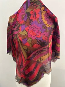Sciarpa S39# Lanvin rettangolare multicolore in seta e lana ha filo tirato e foro 34 pollici - Foto 1 di 5