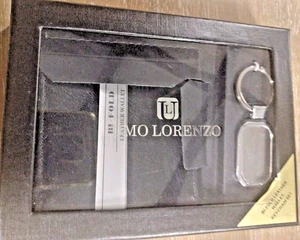 New Umo Lorenzo Black Bi-Fold Stylish Leather Wallet & Key Chain Boxed Set - Picture 1 of 4