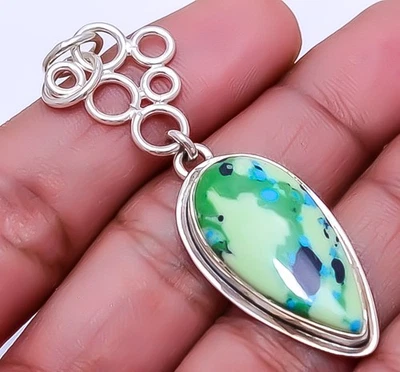 Кулон из стерлингового серебра 925 пробы с азуритом малахитом 2,34 дюйма A312 - Изображение 1 из 4