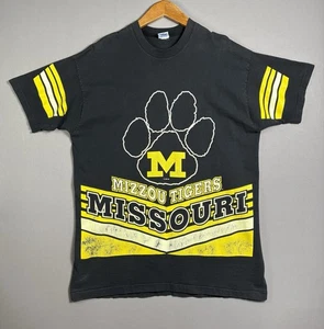 Vintage 90s Missouri Tigers Mizzou Single Stitch Salem Tag AOP Tee T Shirt Sz XL - Picture 1 of 22