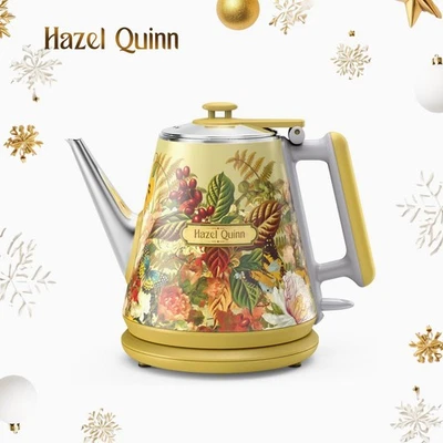 Hervidor eléctrico retro Hazel Quinn 1 litro 304 acero inoxidable 800 vatios rápido Foto 1 de 2