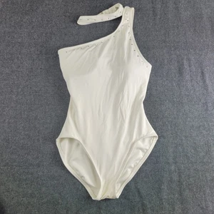 Michael Kors Womens Studded One Shoulder One-Piece Swimsuit MM9K324 White Sz 4 - Picture 1 of 9