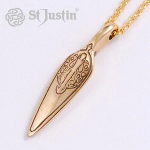 Spear Pendant in Bronze on an 18 inch Gold Plated Chain by St Justin - Picture 1 of 3