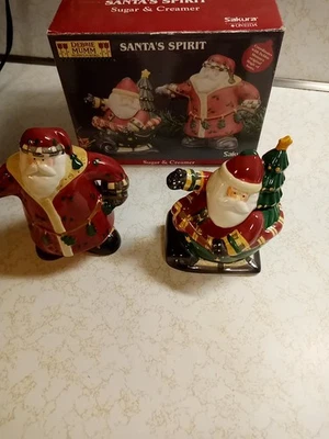 Debbie Mumm Santa's Spirit Sakura Sugar And Creamer New Open Box - Image 1 of 4