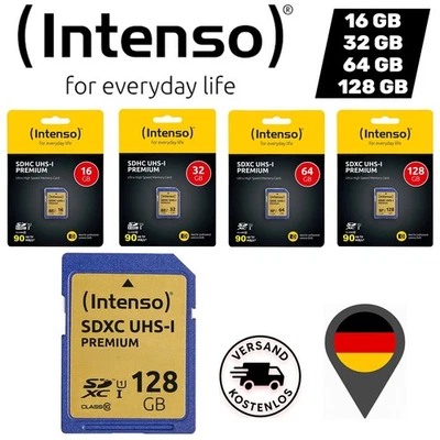 Intenso SD Speicherkarte für professionelle Kameras 16GB 32GB 64GB 128GB 90 MB/s - Bild 1 von 4