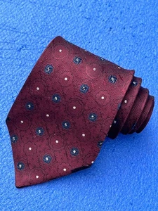 Authentic COMME des GARCONS Flowers Plaid Design On Maroon 100% Silk Necktie Tie - Picture 1 of 13