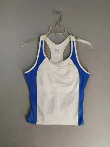 Maglione swoosh smanicato Nike donna top XL bianco blu racerback activewear - Foto 1 di 9