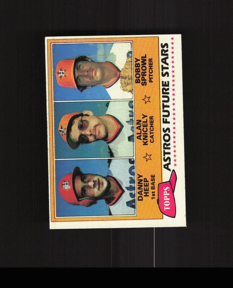 1981 Topps #82 Danny Heep Alan Knicely Bobby Sprowl Astros Baseball Card - Image 1 of 2