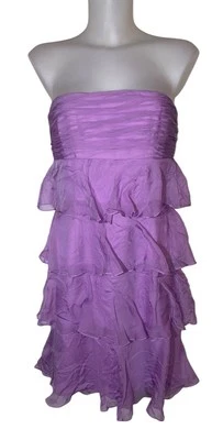 Vestido de balletcore etéreo con volantes de seda púrpura talla 4 de colección Kay Unger Foto 1 de 4