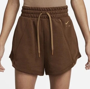 Nike Air Women's Size Small High-Rise Fleece Shorts, DQ6565-259 Brown And Gold - Picture 1 of 8