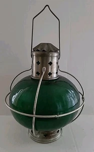 Vintage Glas Zwiebel Käfig hängende Kerzenhalter Laterne grün 9" - Bild 1 von 10