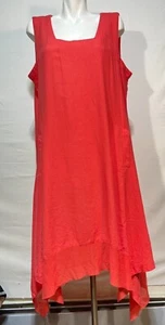 Women Coral Pink Linen Blend Long Dress 1X Plus Size Cynthia Rowley New NWT - Picture 1 of 10