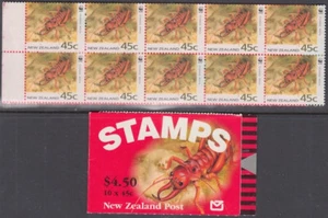 NEW ZEALAND Sc # 1163a MNH CPL BOOKLET of 10 x 45¢ TUSKED WETA - WWF - Picture 1 of 1