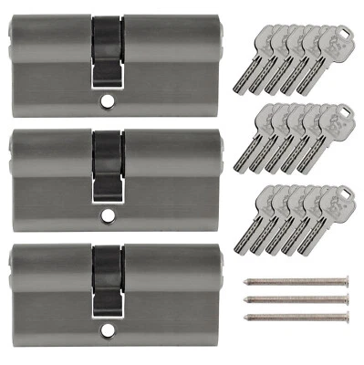 LÖWEN SICHERHEIT 3x Profilzylinder 65mm 30/35 15x Schlüssel Tür Zylinder Schloss gleichschließend