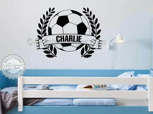 Personalised Football Wall Sticker, Boys Girls Bedroom Playroom Decor Decal - Picture 1 of 12