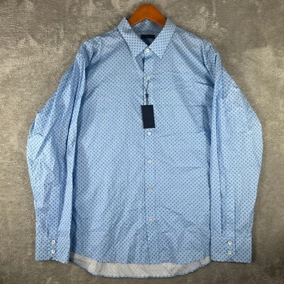 Zachary Prell Button Down Shirt Mens 2XL Blue Geometric Print Long Sleeve NEW - Image 1 of 4
