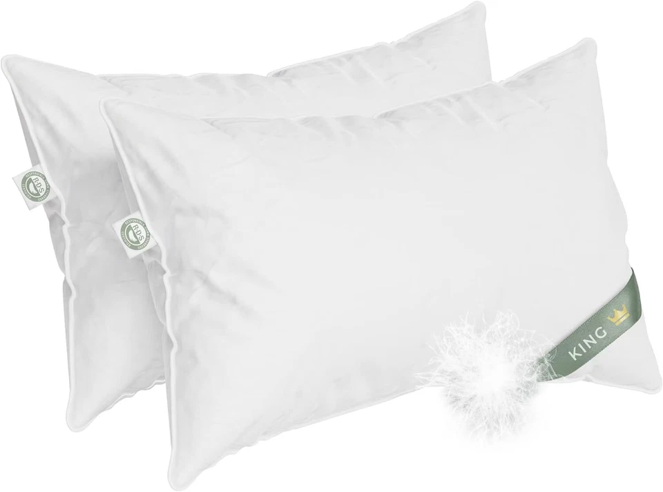 European White Goose Down Pillows – Set of 2 Premium Down Pillow - Image 1 of 1