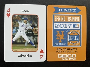 *SCARCE* SEAN GILMARTIN ~ 2017 NY Mets Spring Training Playing Cards ~ 4 HEARTS - Picture 1 of 1