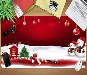 3D Red Snowman G16 Christmas Non-slip Desk Mat Keyboard Pad An - Picture 1 of 6