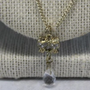 Collar colgante de estrás en tono dorado firmado por Claire's - Imagen 1 de 8