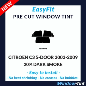 EasyFit Static Pre Cut Window Tint For Citroen C3 5-door 2002-09 - 20% Dark Rear - Picture 1 of 3