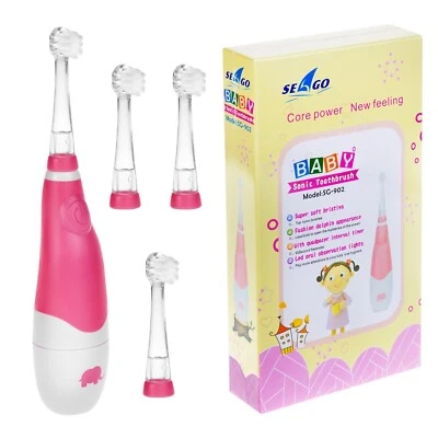 SEAGO Baby Kinder Elektrische Schallzahnbürste Zahnbürste Set LED Mundlicht Rosa BF
