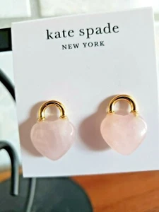 kate spade - open heart - stone - lock stud earrings - Pink- NWT - $68  C24 - Picture 1 of 5