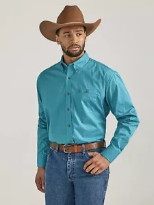 Neu mit Etikett Wrangler George Strait lockere Passform türkisfarbenes geknöpftes Herrenhemd XL - Bild 1 von 3