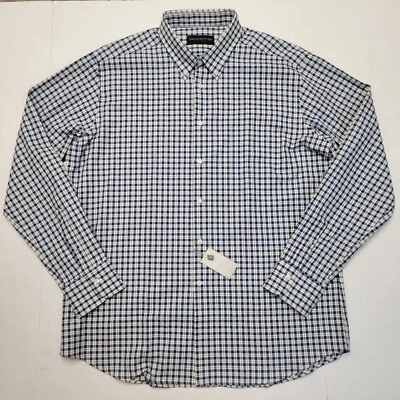 Camisa para hombre WALKER BROTHERS XL azul verde a cuadros manga larga hecha en Italia Foto 1 de 4