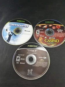 3 Original XBOX games Bicycle Casino Amped Snowboarding And Thief Lot - Picture 1 of 5